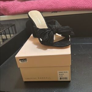 Loeffler Randall Penny Pleated Black Heeled Sandal